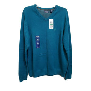 IZOD  BLUE Green V-NECK SWEATER, SIZE Lg  New Pullover Men's